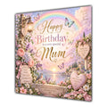 Mum Birthday Card Rainbow Butterflies Flowers