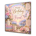 Friend Birthday Card Rainbow Butterflies Flowers