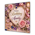 Aunty Birthday Card Jewelled Hearts Roses
