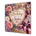 Sister Birthday Card Jewelled Hearts Roses