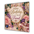 Friend Birthday Card Jewelled Hearts Roses