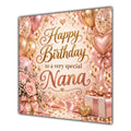 Nana Birthday Card Rose Gold Balloons Confetti