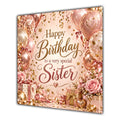 Sister Birthday Card Rose Gold Balloons Confetti
