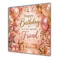 Friend Birthday Card Rose Gold Balloons Confetti