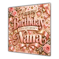 Nana Birthday Card Rose Gold Lettering Hearts