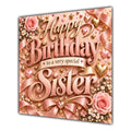 Sister Birthday Card Rose Gold Lettering Hearts