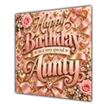 Aunty Birthday Card Rose Gold Lettering Hearts