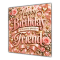 Friend Birthday Card Rose Gold Lettering Hearts