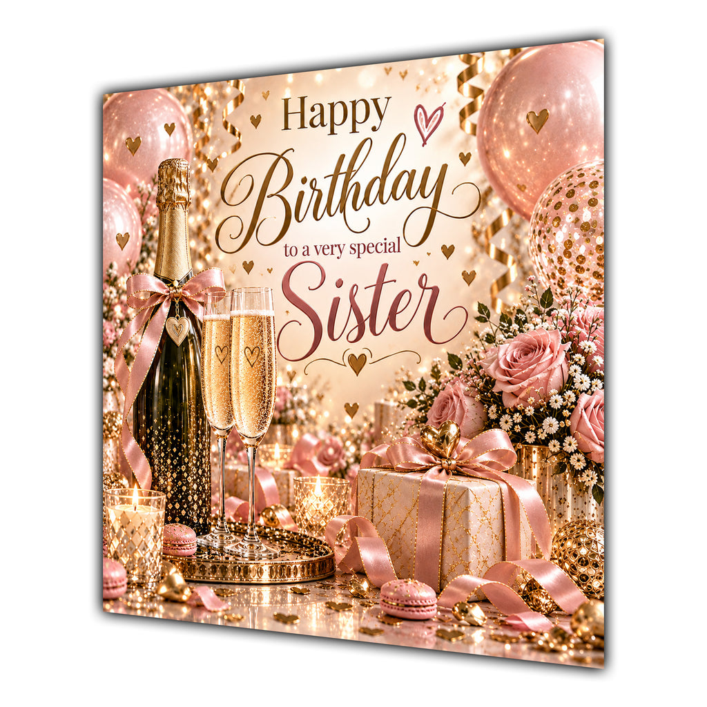 Sister Birthday Card Champagne Balloons Gifts