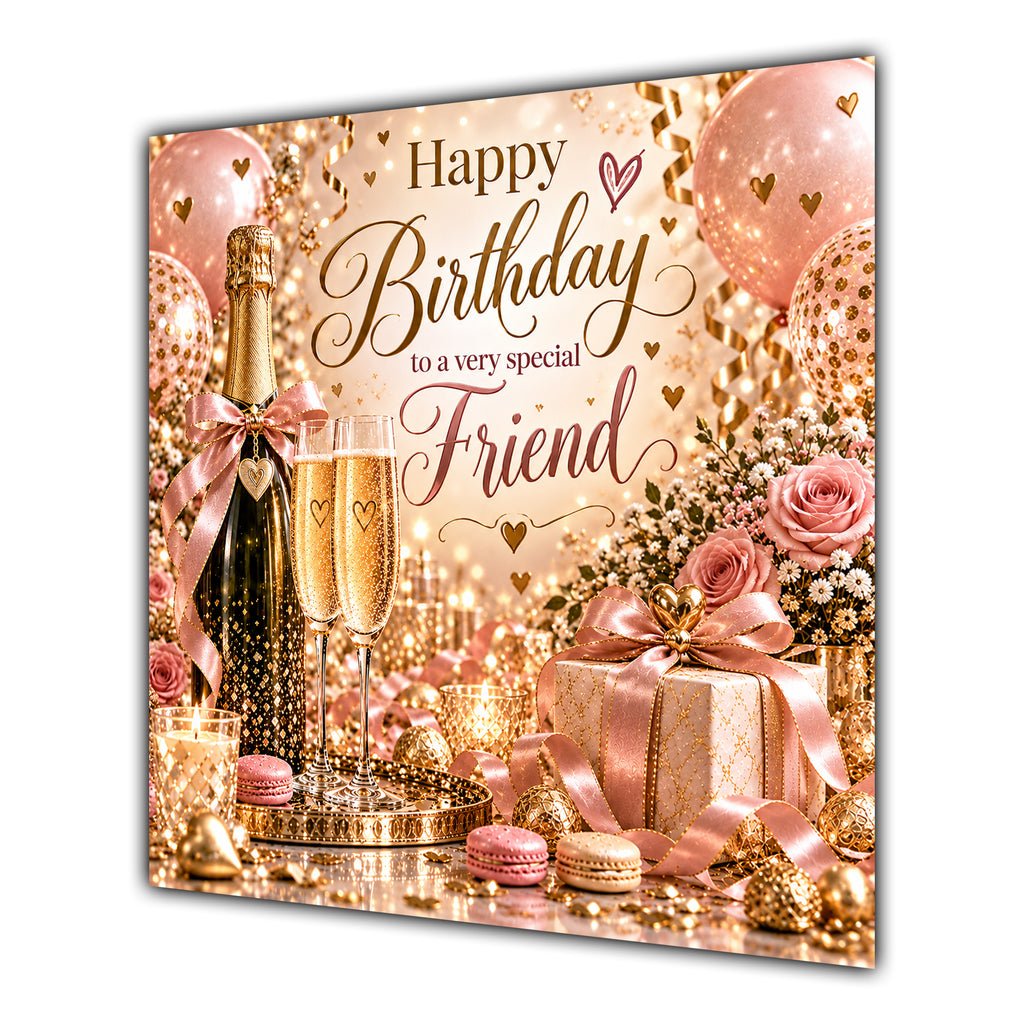Friend Birthday Card Champagne Balloons Gifts