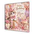 Mum Birthday Card Cute Kitten Balloons