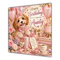 Aunty Birthday Card Cockapoo Puppy Pink Balloons