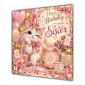 Sister Birthday Card Cute Kitten Balloons