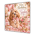 Sister Birthday Card Cockapoo Dog Pink Balloons