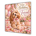 Friend Birthday Card Cockapoo Dog Pink Balloons