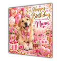 Nana Birthday Card Yellow Labrador Dog Balloons
