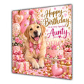Aunty Birthday Card Yellow Labrador Dog Balloons