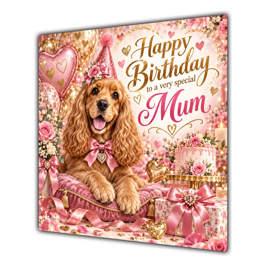 Mum Birthday Card Golden Cocker Spaniel Dog