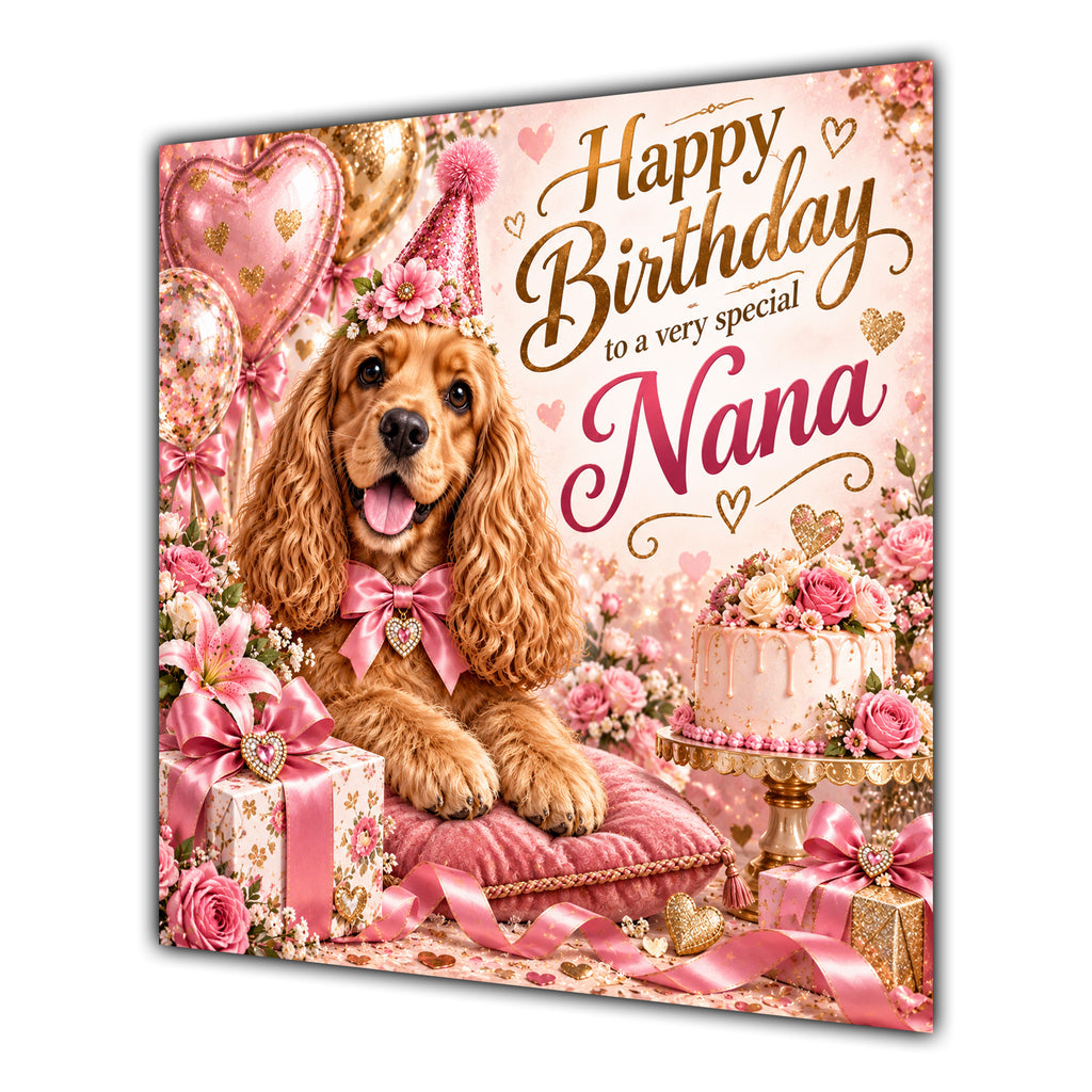 Nana Birthday Card Golden Cocker Spaniel Dog
