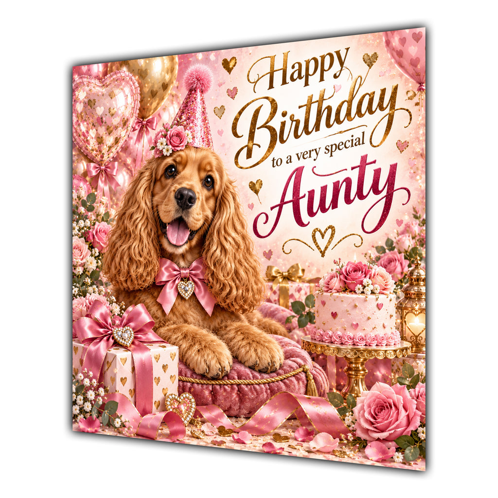 Aunty Birthday Card Golden Cocker Spaniel Dog