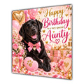Aunty Birthday Card Black Labrador Dog Balloons