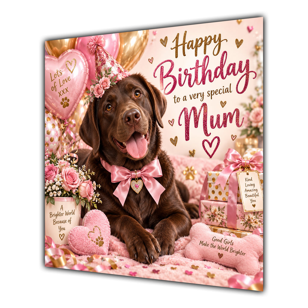 Mum Birthday Card Chocolate Labrador Dog