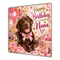 Nana Birthday Card Chocolate Labrador Dog