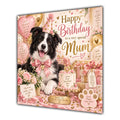 Mum Birthday Card Border Collie Dog Balloons