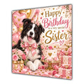 Sister Birthday Card Border Collie Dog Balloons