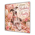 Aunty Birthday Card Whippet Dog Pink Balloons