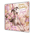 Friend Birthday Card Whippet Dog Pink Balloons