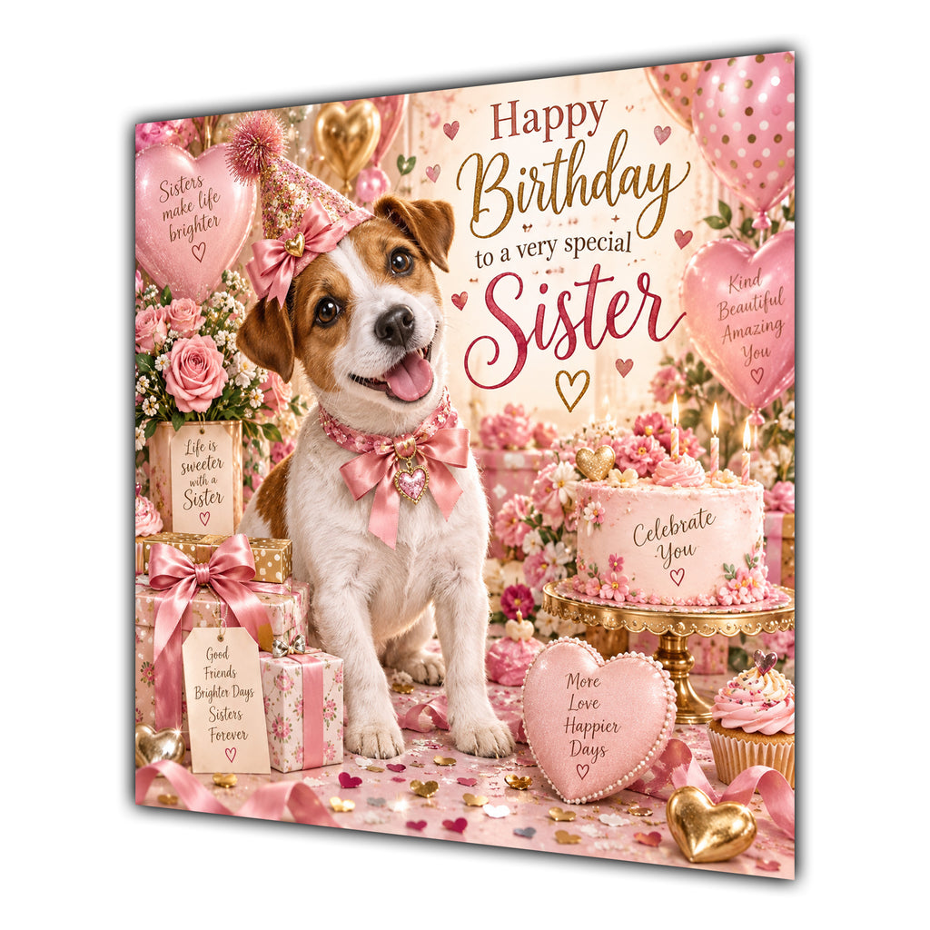 Sister Birthday Card Jack Russell Terrier Dog