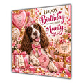 Aunty Birthday Card Liver White Springer Spaniel Dog