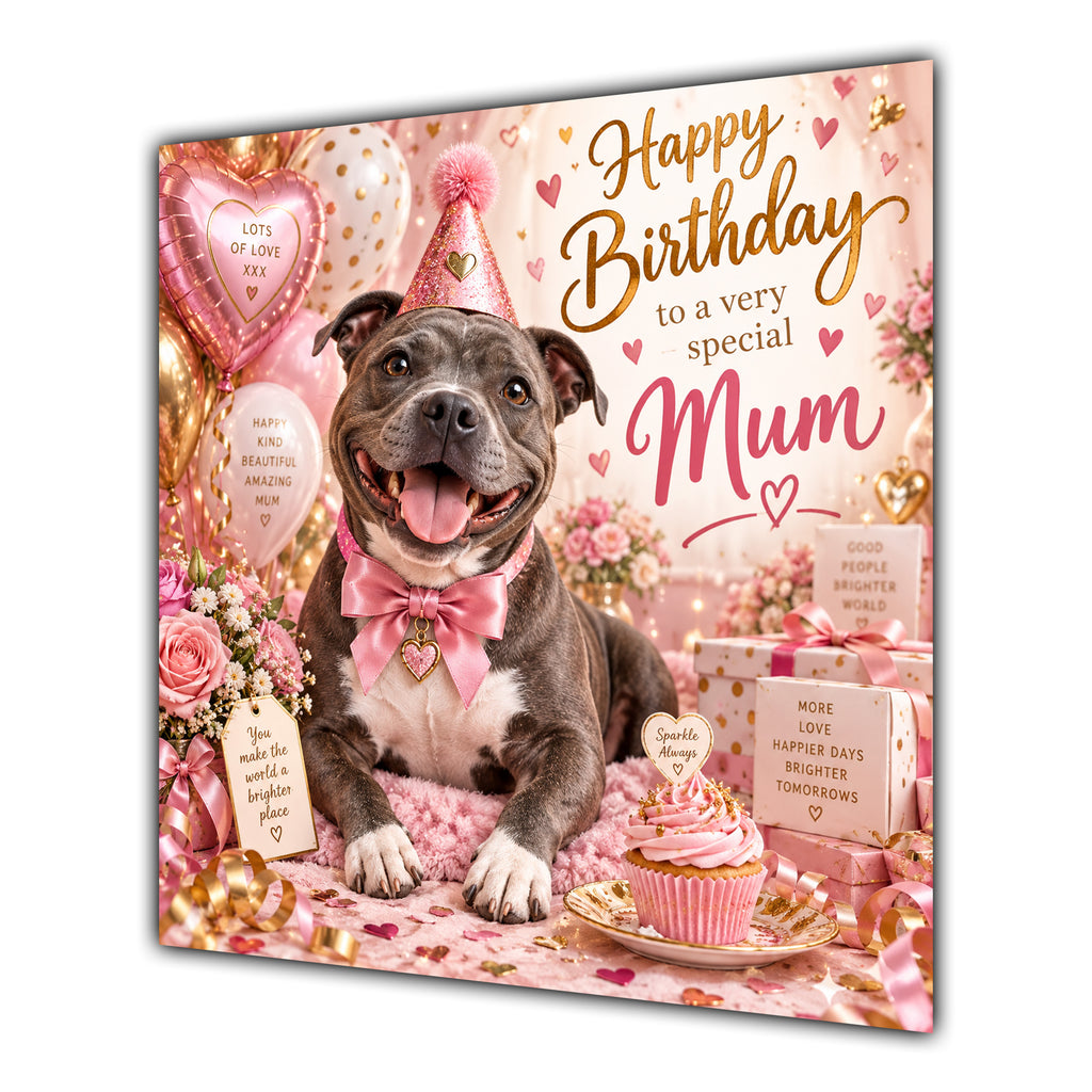 Mum Birthday Card Staffordshire Bull Terrier Dog