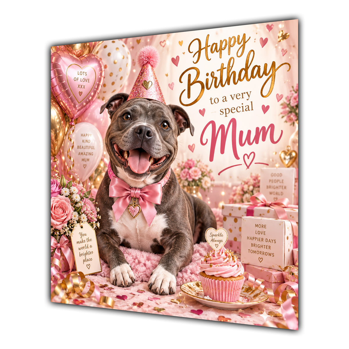 Mum Birthday Card Staffordshire Bull Terrier Dog