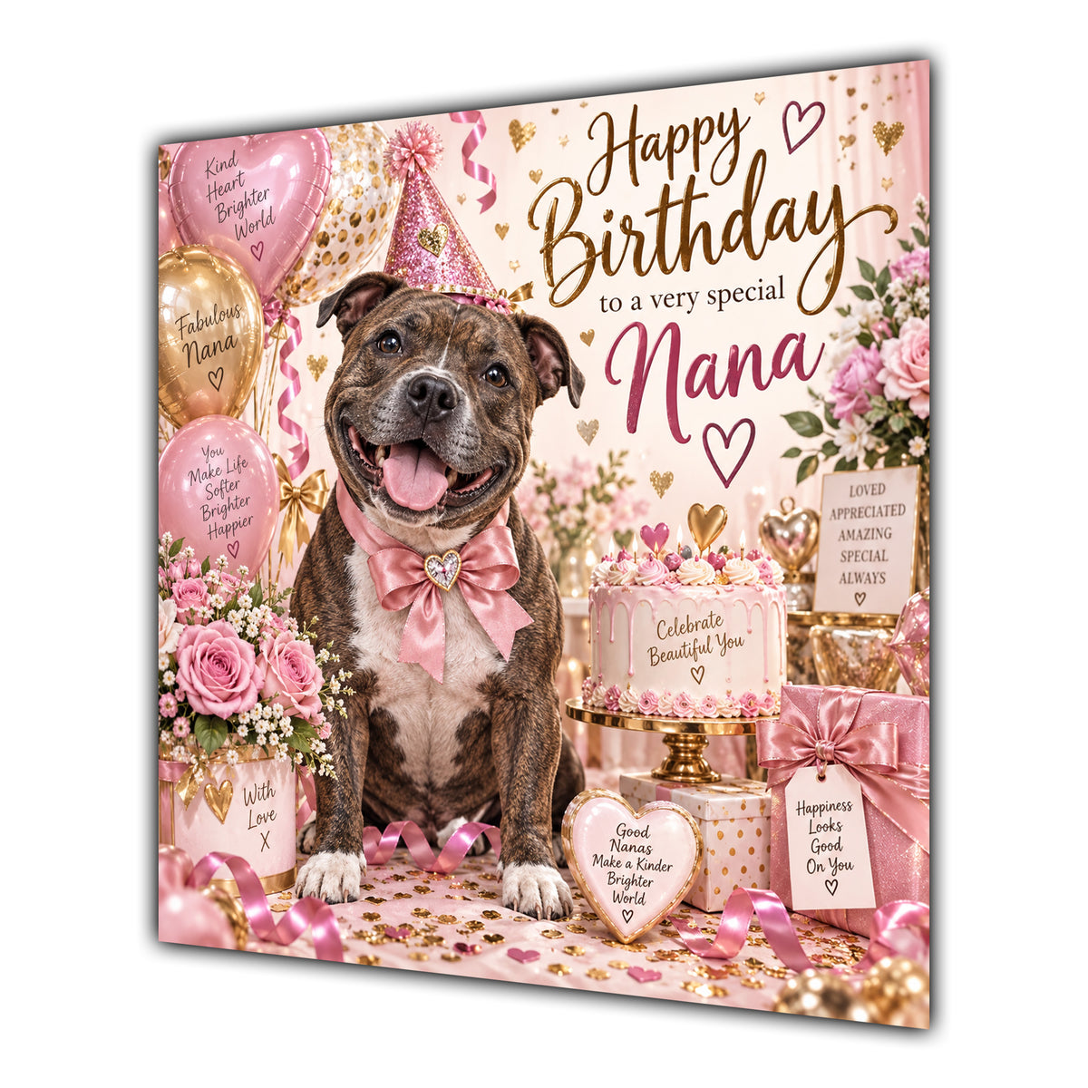 Nana Birthday Card Staffordshire Bull Terrier Dog