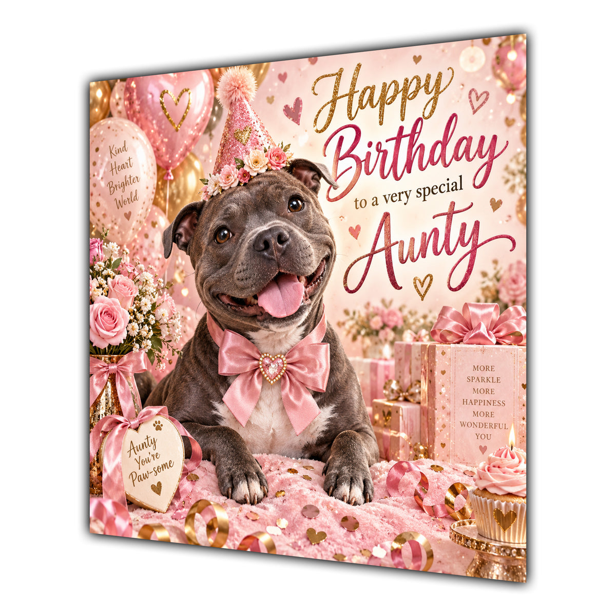 Aunty Birthday Card Staffordshire Bull Terrier Dog