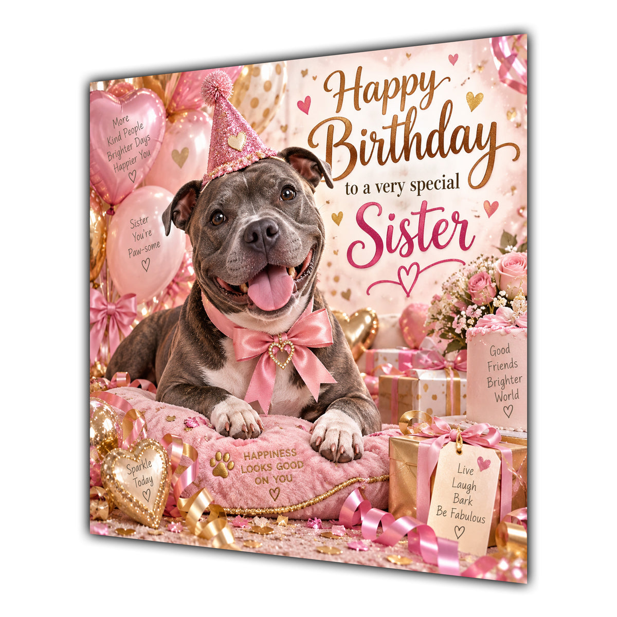 Sister Birthday Card Staffordshire Bull Terrier Dog