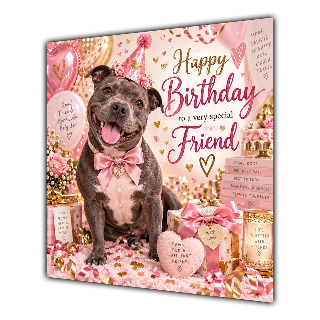 Friend Birthday Card Staffordshire Bull Terrier Dog