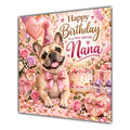Nana Birthday Card French Bulldog Pink Balloons