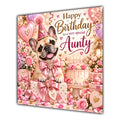 Aunty Birthday Card French Bulldog Pink Balloons