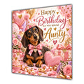Aunty Birthday Card Dachshund Dog Pink Balloons