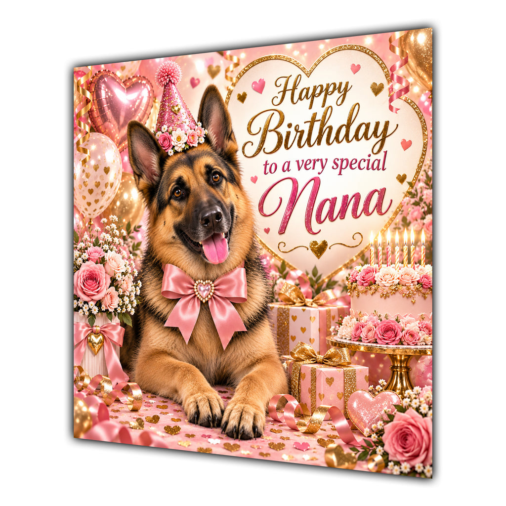 Nana Birthday Card German Shepherd Dog Balloons