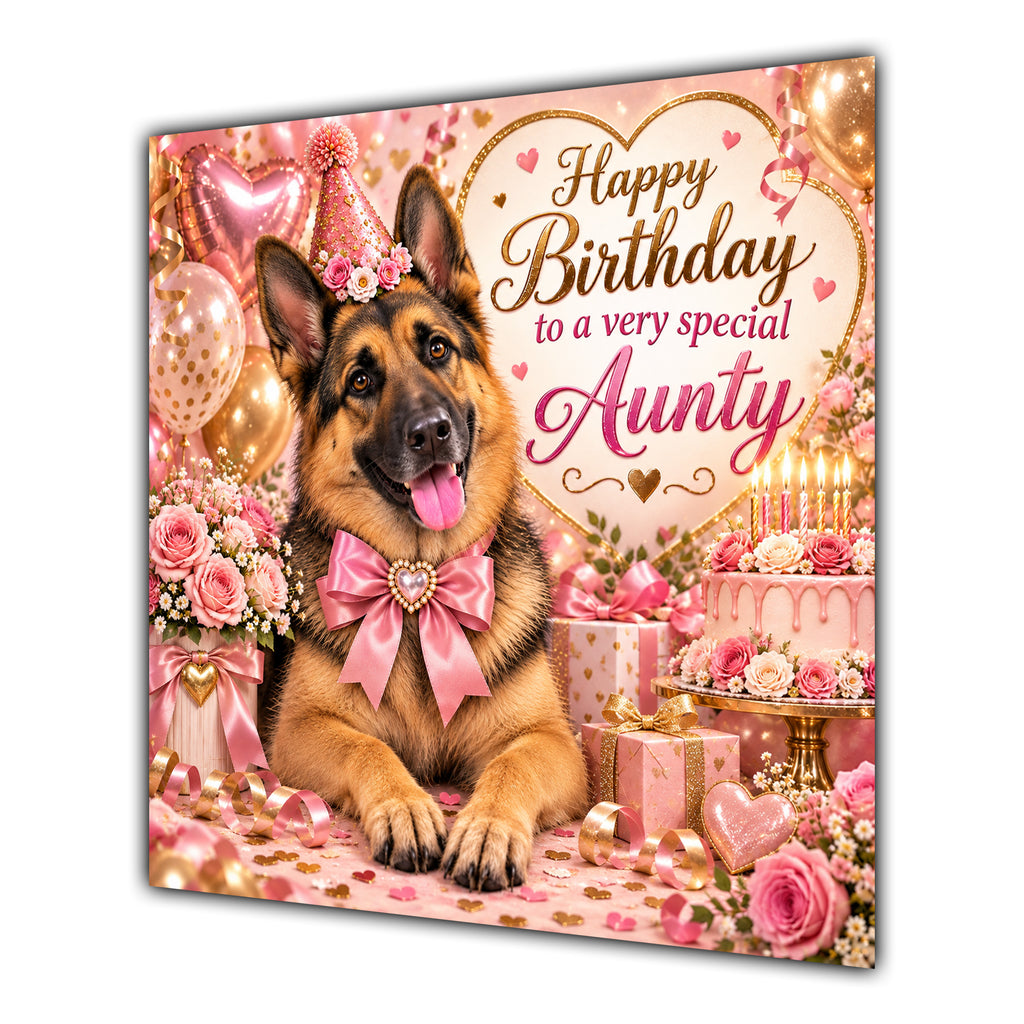 Aunty Birthday Card German Shepherd Dog Balloons