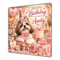 Aunty Birthday Card Shih Tzu Dog Pink Balloons