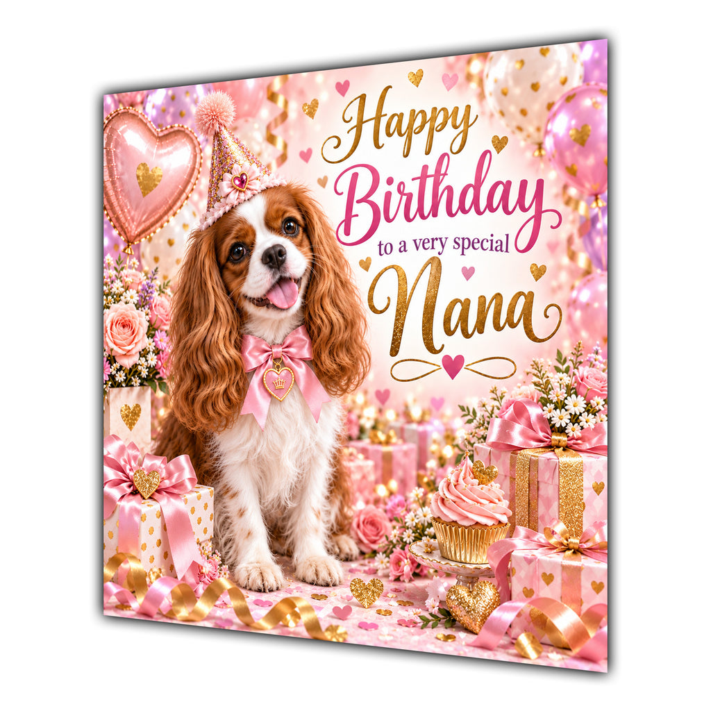 Nana Birthday Card Cavalier King Charles Spaniel Dog