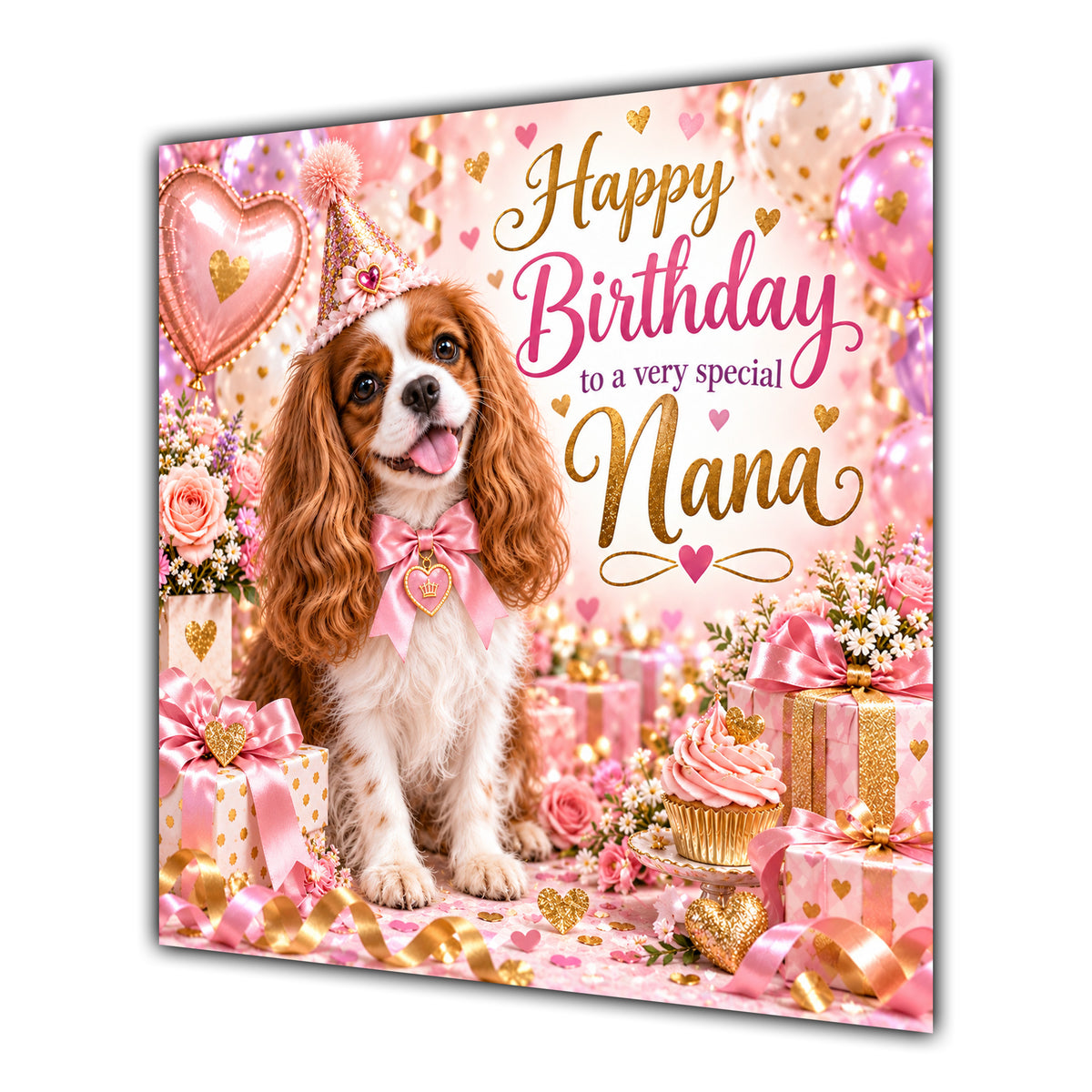 Nana Birthday Card Cavalier King Charles Spaniel Dog