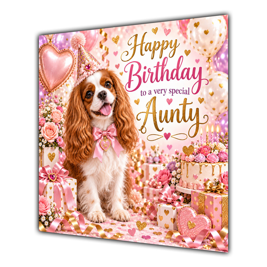 Aunty Birthday Card Cavalier King Charles Spaniel Dog