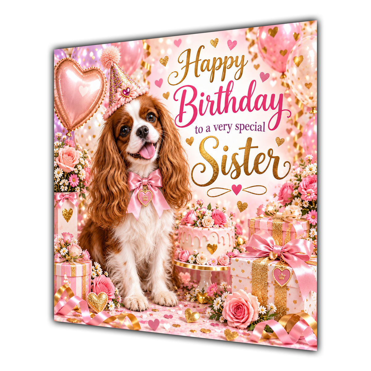 Sister Birthday Card Cavalier King Charles Spaniel Dog