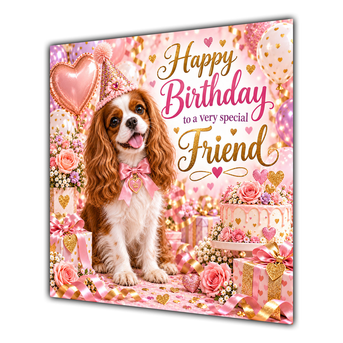 Friend Birthday Card Cavalier King Charles Spaniel Dog